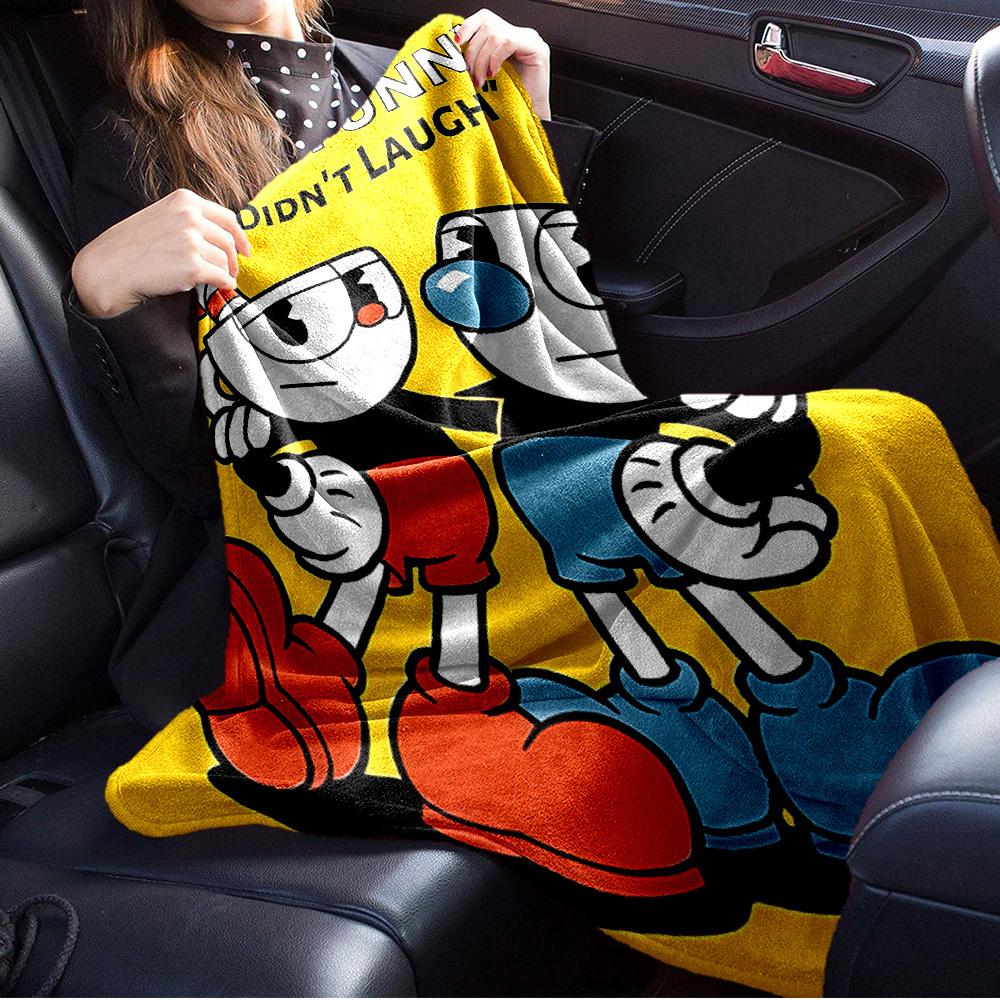 1 шт. Плед из фланели с минималистичным принтом Cuphead, Mugman. Подходит для всех сезонов, идеален для дома, путешествий или кемпинга 28
