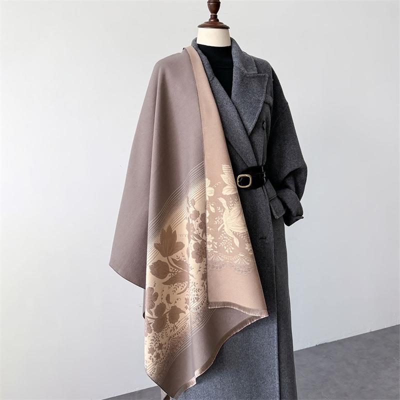 Design Floral Printed Cashmere Scarf Women Winter Pashmina Shawls And Wraps Thick Warm Bufanda Stoles Blanket Luxury