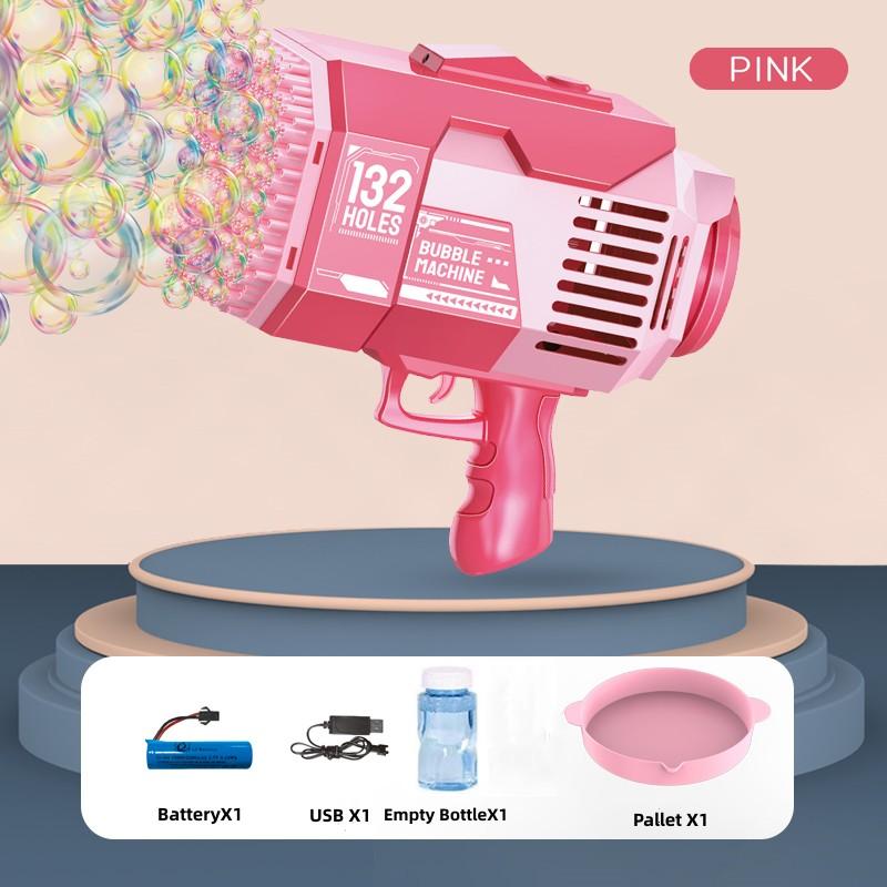 132 отверстия Ракета Светящийся Пузырьковый пистолет Гатлинга Электрическая машина для мыльных пузырей Детские маленькие игрушки Автоматический выдуватель со светом Подарки