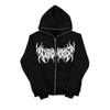 New Vintage Embroidered Full Zip Hoodie Men Clothing Punk Women Hooded Sweatshirt Top Hoodie Streetwear Goth