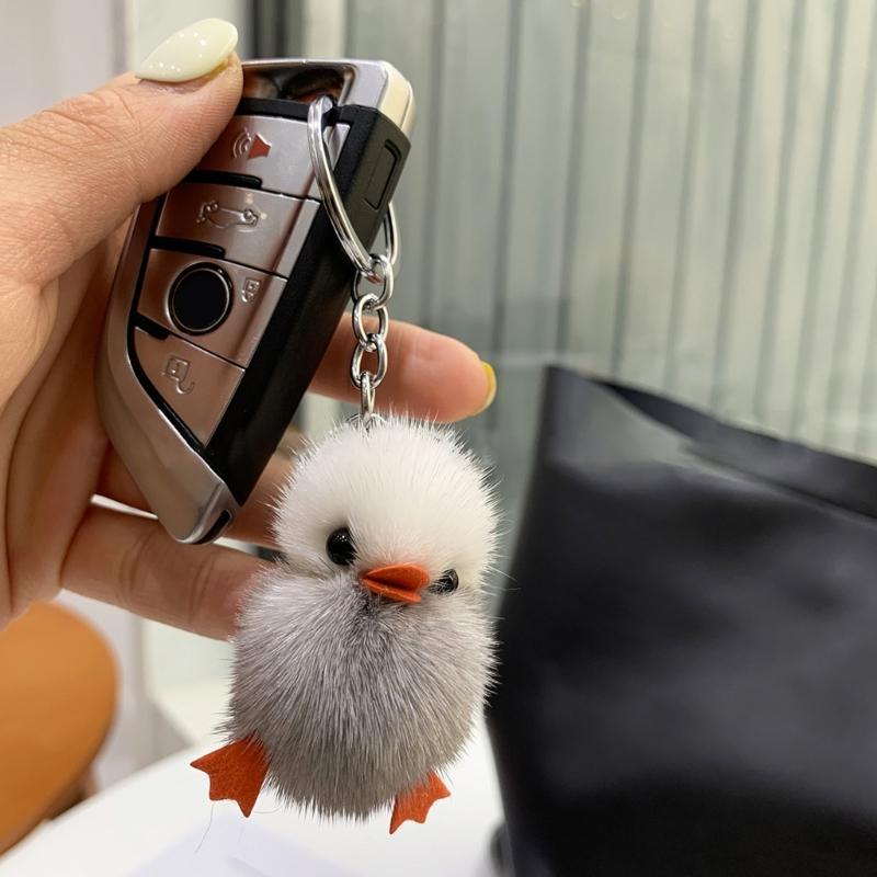 Cartoon Plush Helmet Duck Keychains for Car Key Handbag Pendant Key Chains Fashionable Keychain Cute Key Ring Small Gift