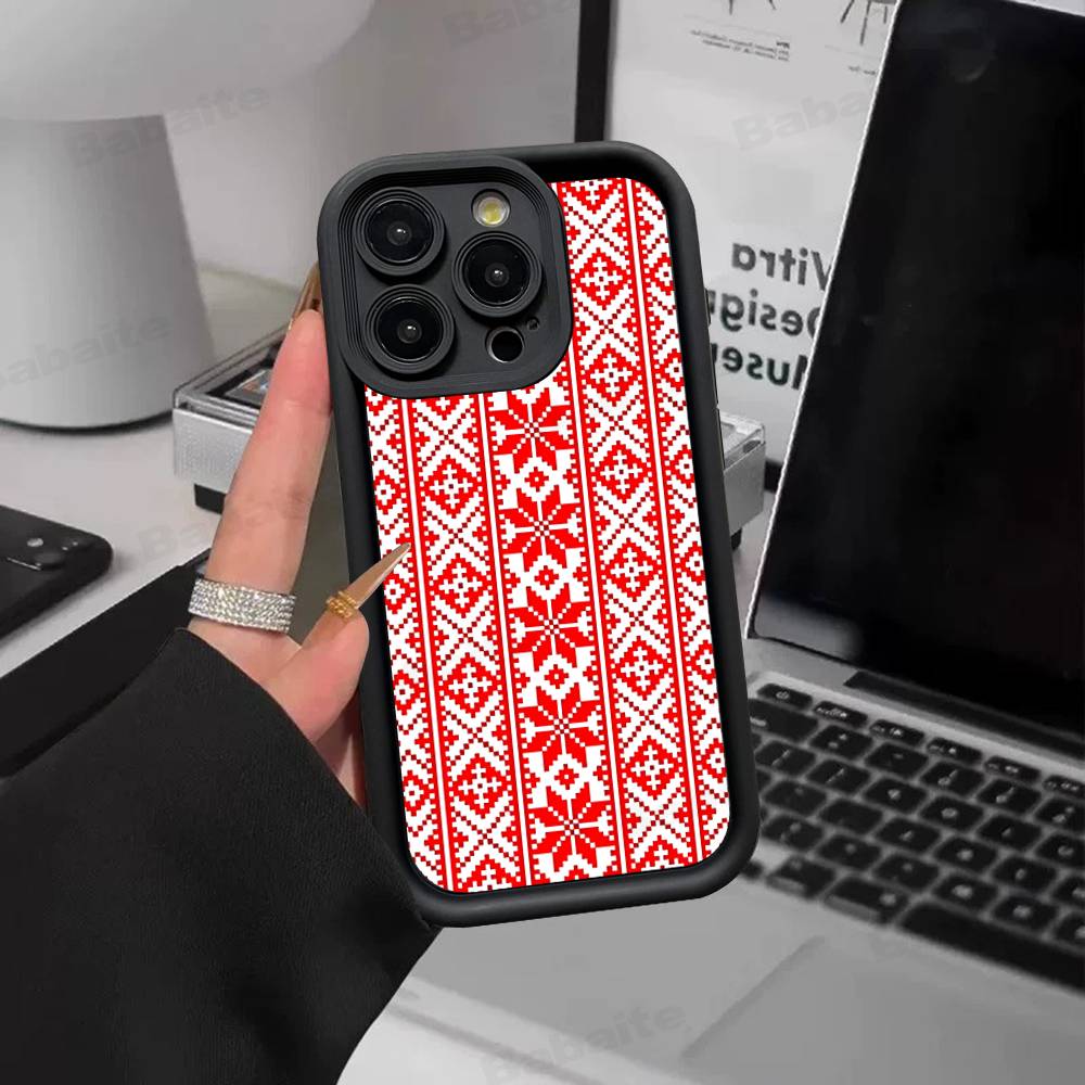 G-Украина Узор Орнамент Для IPhone 17 Pro Max 16 15 14 13 12 11 Plus Черный Мягкий Чехол для Телефона