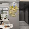 Luxury European Peacock Wall Clock for Living Room Decor, Creative Art Timepiece