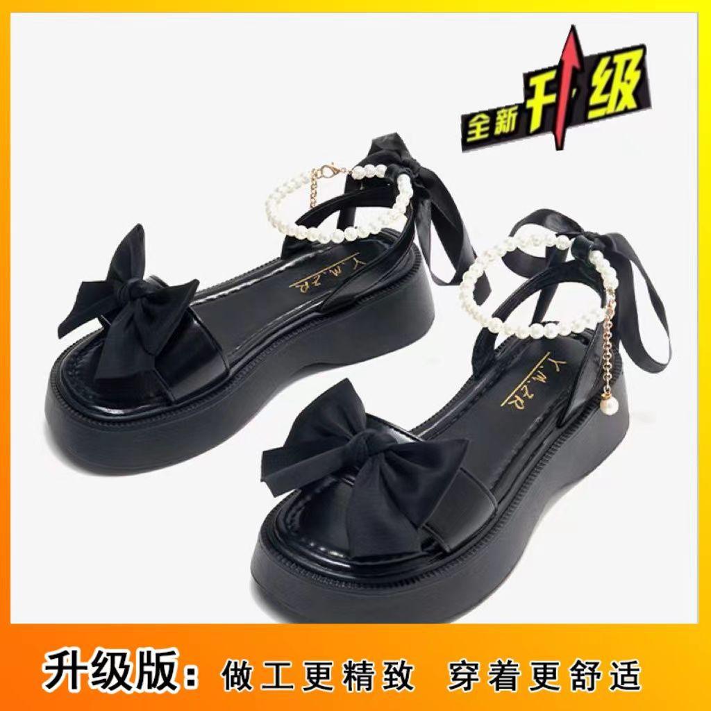 Принцесса Праздничные Сандалии Женские Летние Новые Бант Платформа Фея Ветер с Юбкой Римские Туфли