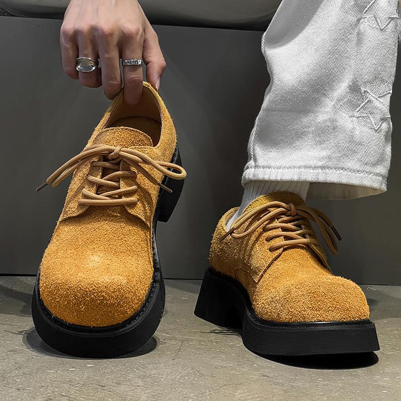 Туфли с большой головой мужские туфли трендовые черные нишевые Микки с высоким чувством дерби на толстой подошве с увеличением роста хулиганские красивые 9522-H