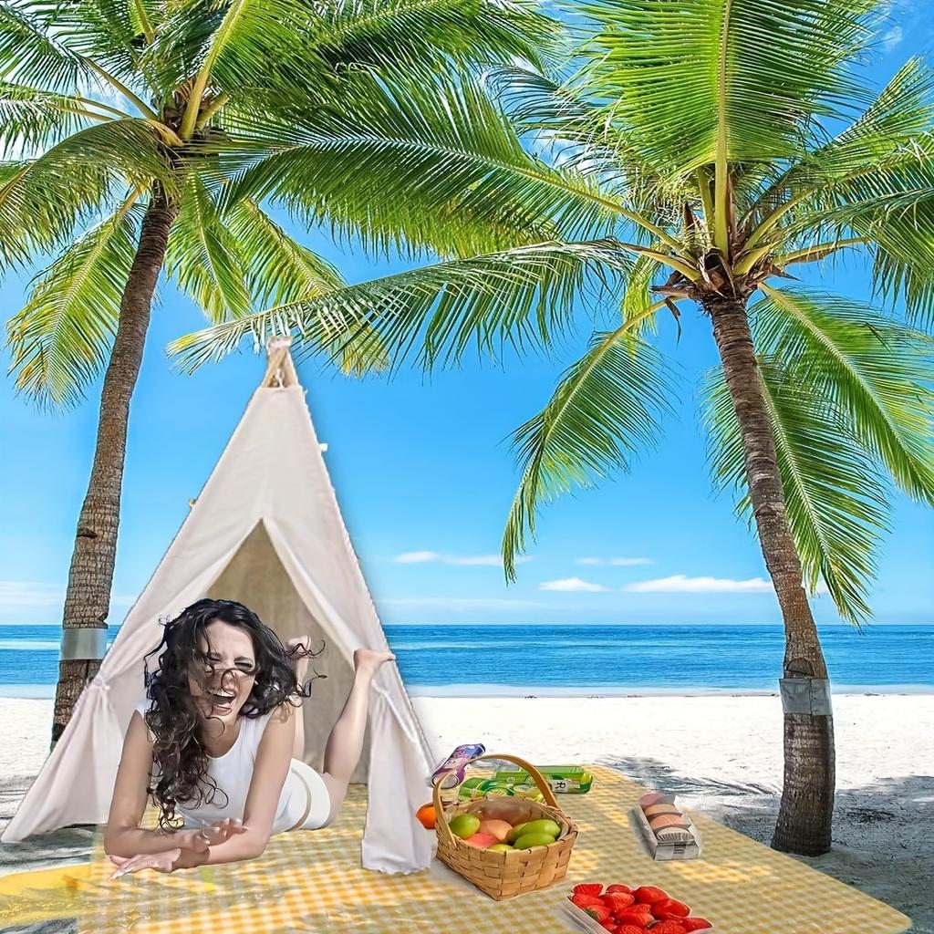 Очень большой водонепроницаемый коврик для пикника - песчанонепроницаемое, переносное уличное одеяло для пляжа, барбекю, парка и семейного отдыха - прочная полиэстеровая подкладка