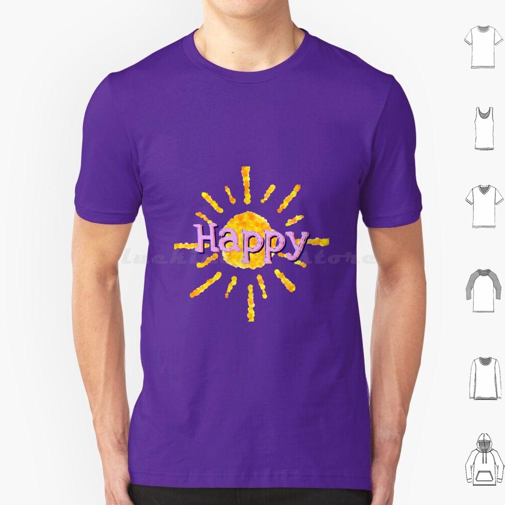 Happy T Shirt 6xl Cotton Cool Tee Happy Happiness Sun Sunshine Joy Color Colorful Beautiful