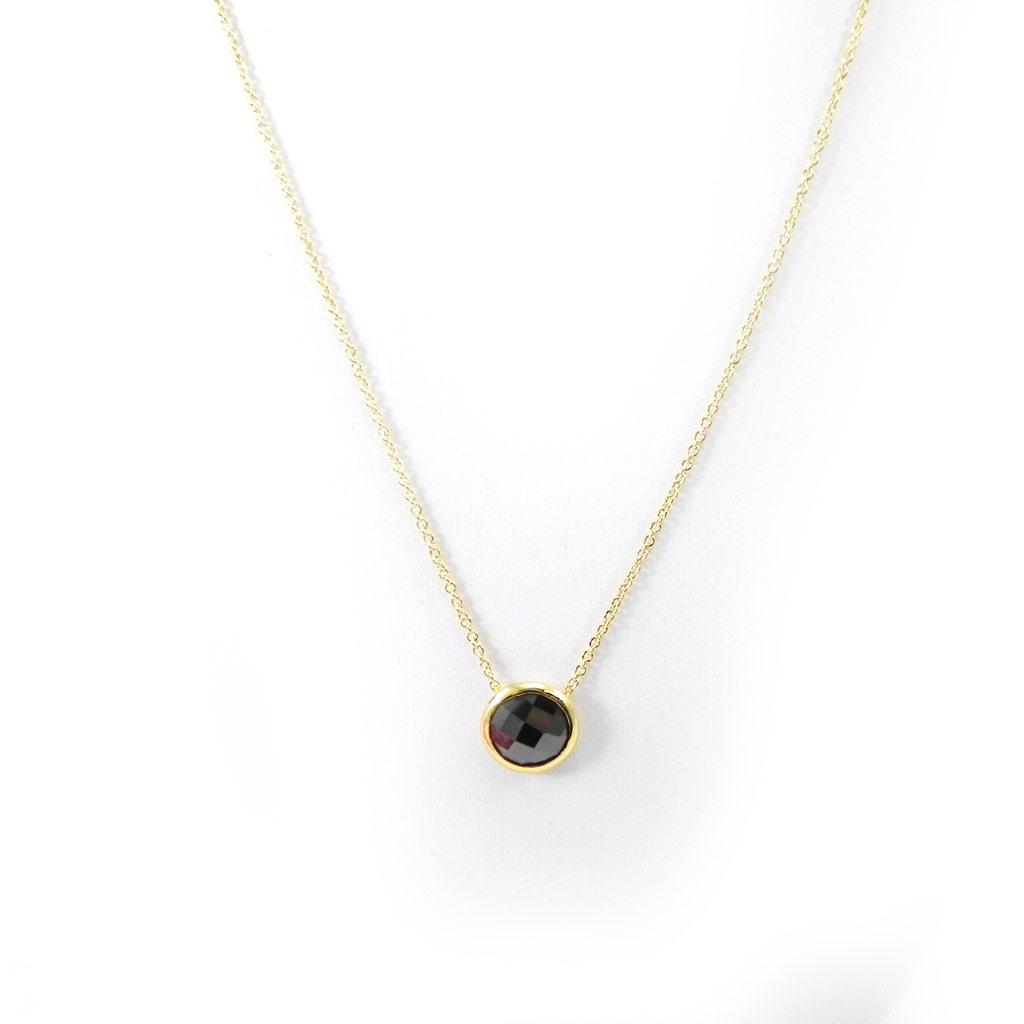 Les Trésors De Lily [G9348] - Black 'Linda' Gold-Plated Necklace