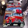 Firefighter Truck Duvet Cover King/Queen Size Red Firemen Car Bedding Set For Boys Girls Fire Engine Polyester Quilt Cover