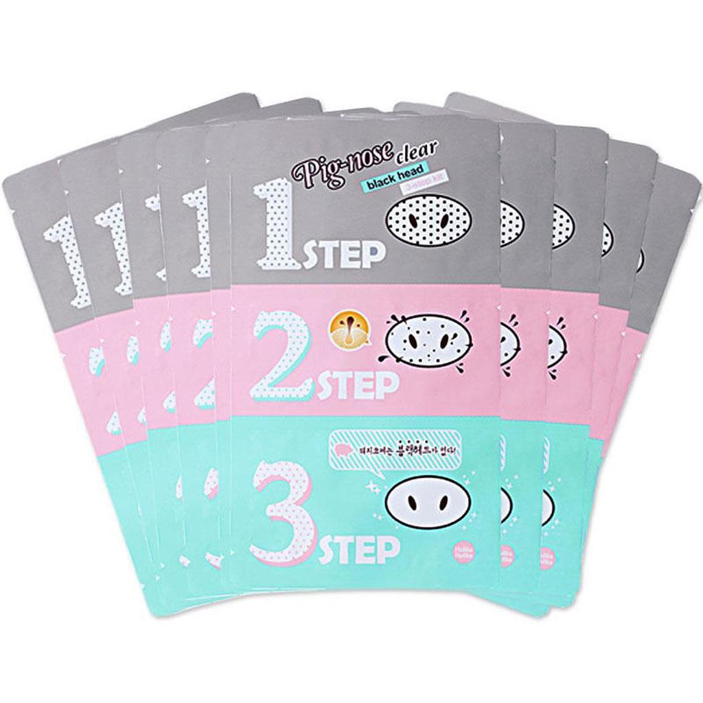 Модный уход за кожей лица, массаж головы, очистка черных точек, удаление свиного носа, маска от прыщей, наклейки, 3-шаговый комплект, черный
