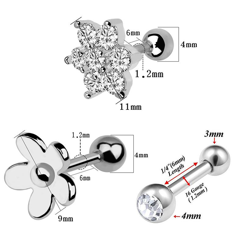 Пирсинг Шарик Круглый Ухо Сережка Ушной Хрящ Козелок Улитка Пирсинг Раковины