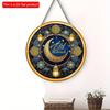 2D Flat 20*20cm 1pc EID Mubarak Bright Moon&Flowers&Lantern Pretty Round Wooden Pendant, Star Sky Theme Gorgeous Retro Style Ceiling Hanging Ramadan