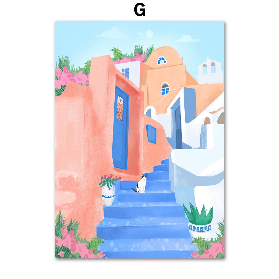 Скандинавское Эгейское море, Марокко, холст, картина для девочек, путешествия, пейзаж, настенное искусство, синий океан, постер, украшение для гостиной, дома, Куадрос