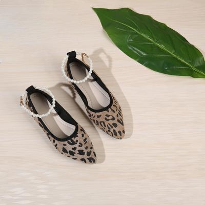 Туфли из ткани для женщин, рабочие туфли на плоской подошве с леопардовым принтом, черные, новые осенние туфли Bean 2024 года, одинарные туфли для женщин