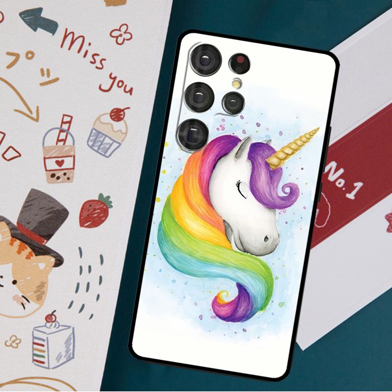 Чехол с изображением мультяшного радужного единорога для Samsung Galaxy S23 S21 S22 Ultra Plus S20 FE Note 20 Note 10 S8 S9 S10 Plus