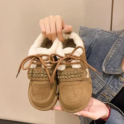 Зимняя женская обувь, плюшевые ботинки на плоской подошве, уличные противоскользящие ботинки для широкой и пухлой стопы