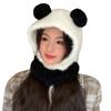 Корейская новая осенне-зимняя шапка для женщин, милая плюшевая панда, шапка-манишка для зимы, теплая, шарф-шапка, набор из двух предметов, толстая