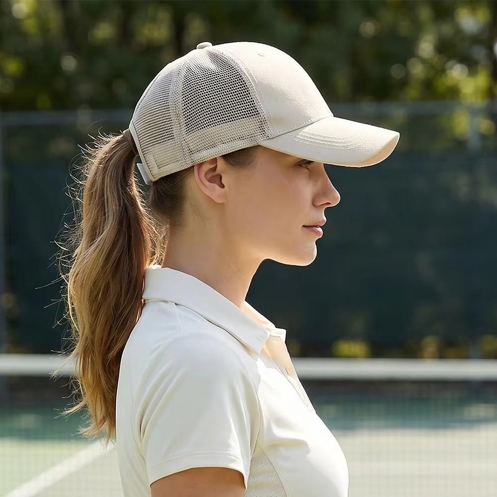 Hollow Out Back Ponytail Hats Breathable Mesh Visor Hat Mesh Baseball Caps for Women and Men