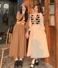 Женские весенние платья в корейском стиле в полоску с v-образным вырезом, осеннее вязаное длинное платье миди