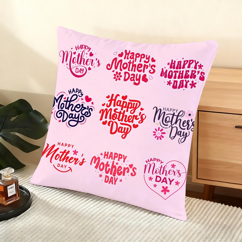 Happy Mother'S Day Cushion Cover Soft Short Plush Pillow Cover Smooth Cozy Texture Aesthetic Cushion Case Home Decor