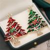 Clothes Accessories Christmas Brooch Badge Christmas Tree Brooch Enamel Rhinestone Brooches  Gift