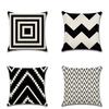 Elegant Black White Geometric Waves Cushion Cover For Home Bed Decoration