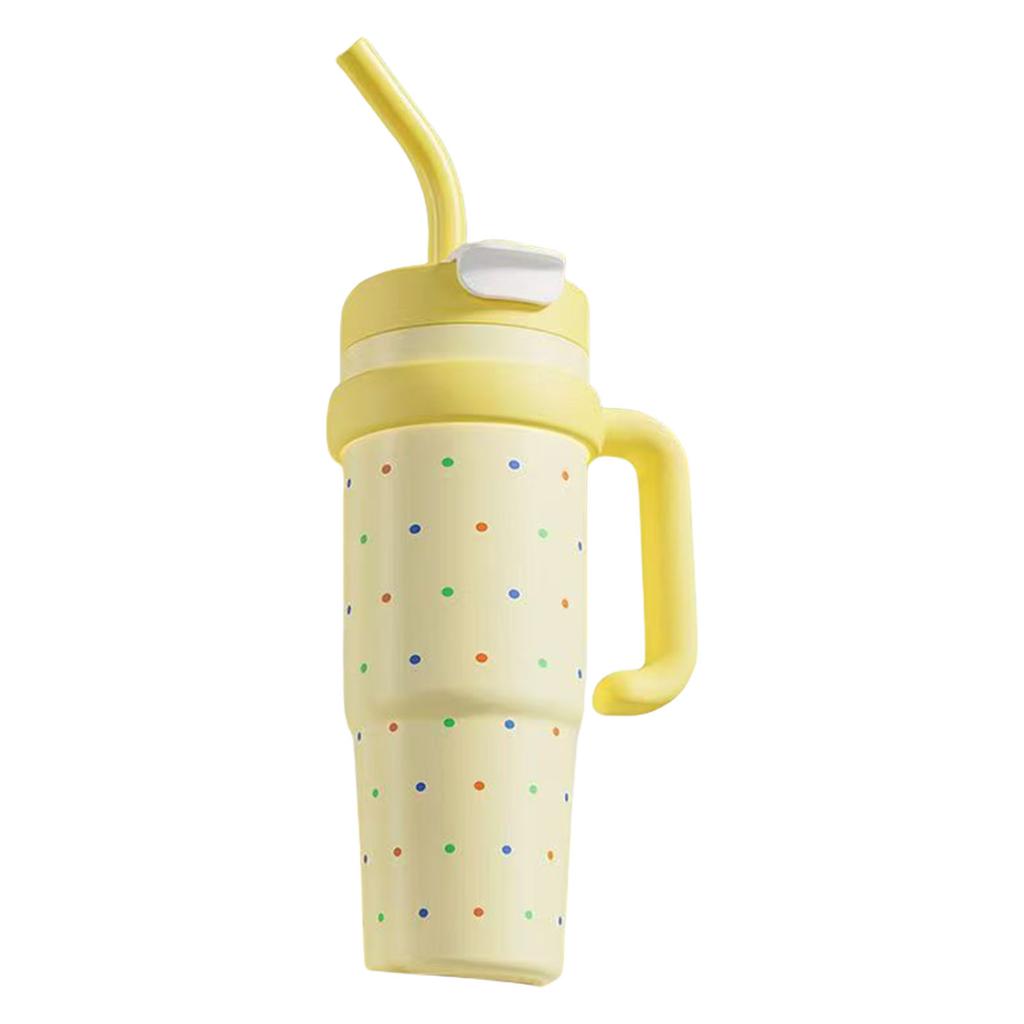 12 Hour Thermal Retention Stainless Steel Tumbler With Jumbo Straw Leak Proof Lid Ergonomic Handle For Outdoor Office Use