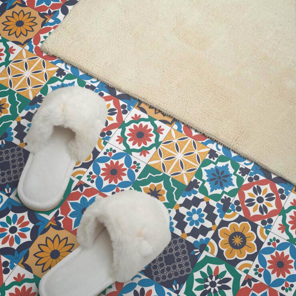 Set of PVC Tiles with Pattern for the Living Room Self-Adhesive Mosaic Patterns in a 9x30x30 cm Layout