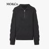 MO&Co. Acetate Cashmere Blend Zip-Up Pullover Sweater