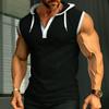 Men Tanks Top Hooded Solid Color Summer Male Sleeveless Sports Top Loose Sleeveless Fitness Vest Party Sweatshirt