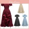 Gown Medieval Womens Square Collar Irish Retro Pastoral Cosplay Costume Cosplay