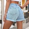 Женские летние повседневные джинсовые шорты с высокой талией и рваными краями