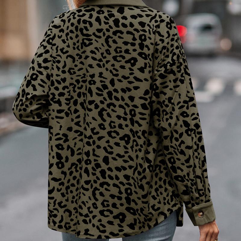 Куртка-рубашка с леопардовым принтом на пуговицах с длинными рукавами, женская, осень 2025, новые европейские и американские женские топы