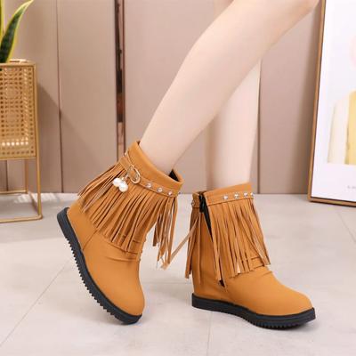 Женские ботильоны со стразами, плоские туфли с кисточками на танкетке, короткие туфли для женщин, распродажа, мода 2024 года, тренд из искусственной кожи, осень