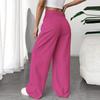 Женские эластичные брюки с высокой талией, повседневные активные брюки с широкими штанинами и длинными брюками, брюки с карманами