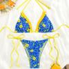 Сексуальный европейский и американский треугольный купальник бикини с принтом без спины для женщин