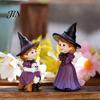 Halloween Display Accents 2PCS Purple Witch Statues, Resin Ornaments, Miniature Ornaments Scenes Cute Figurines, for Home Desktop Decoration Figurines