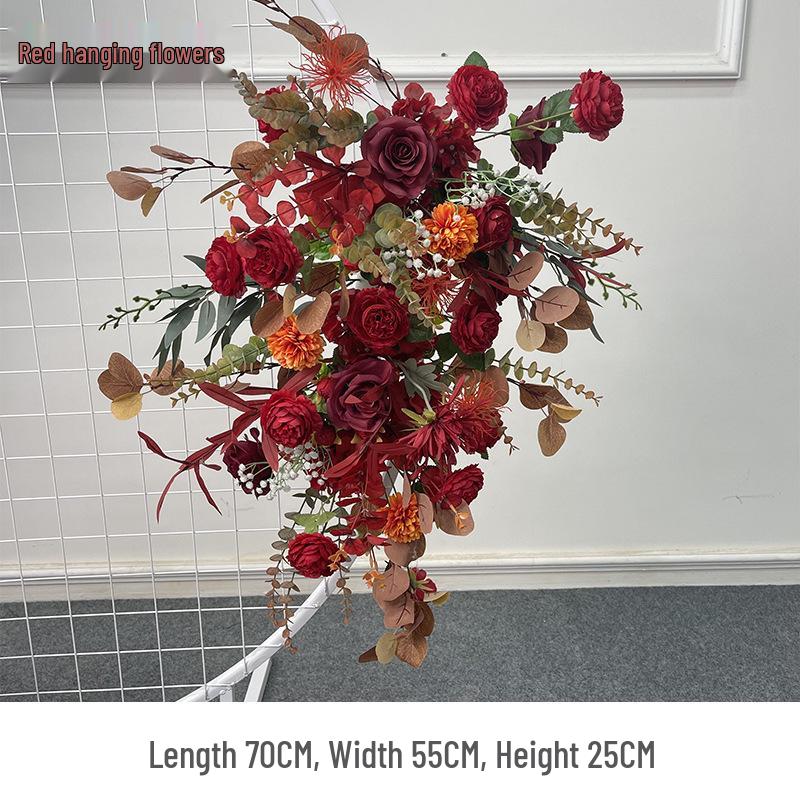 Свадебное цветочное оформление 2025: Сцена банкетного приема по случаю помолвки, Цветочные ряды для дороги/сцены, Цветы для арки, Искусственная имитация фона, Флористическое искусство.