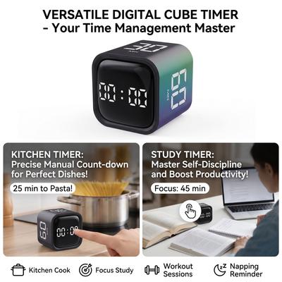 Gravity Sensor Flipping Timer LED Display 4 Preset Time Dual Modes Countdown Cube Digital Timer for Kitchen Cooking Study Office3