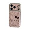 Милый розовый чехол для iPhone 17 и 16 Pro Max/15/14 в корейском стиле с рисунком кошки-леопарда и девчачьим сердцем