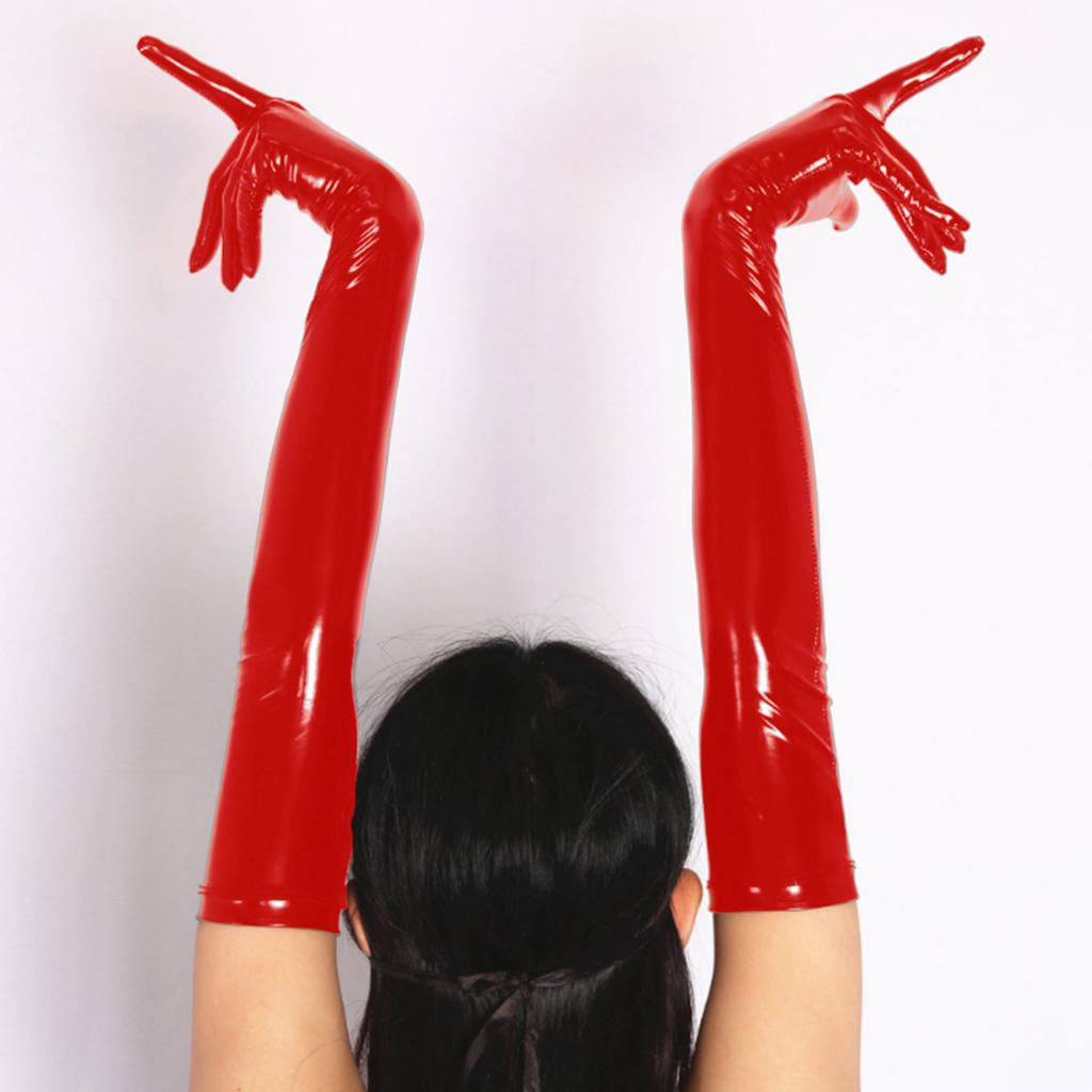 Латексные перчатки из лакированной кожи с мокрым эффектом, перчатки длиной до руки для вечернего платья для мужчин и женщин