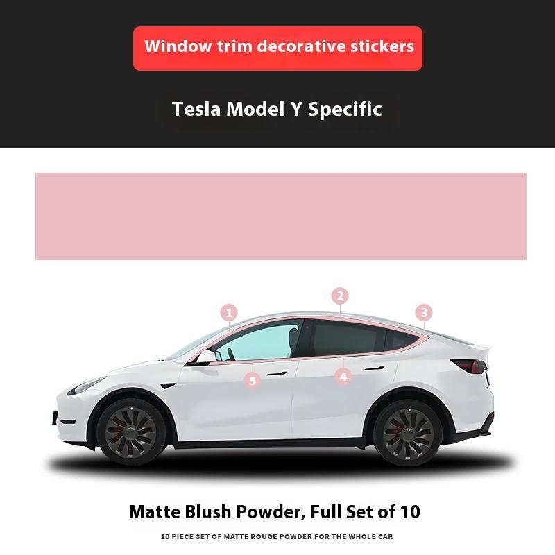 For Tesla Model 3/Y Window Trim Chrome Delete Vinyl Wrap Kit Gloss Black Pink Carbon Fiber Style Auto Accessory for Enhanced