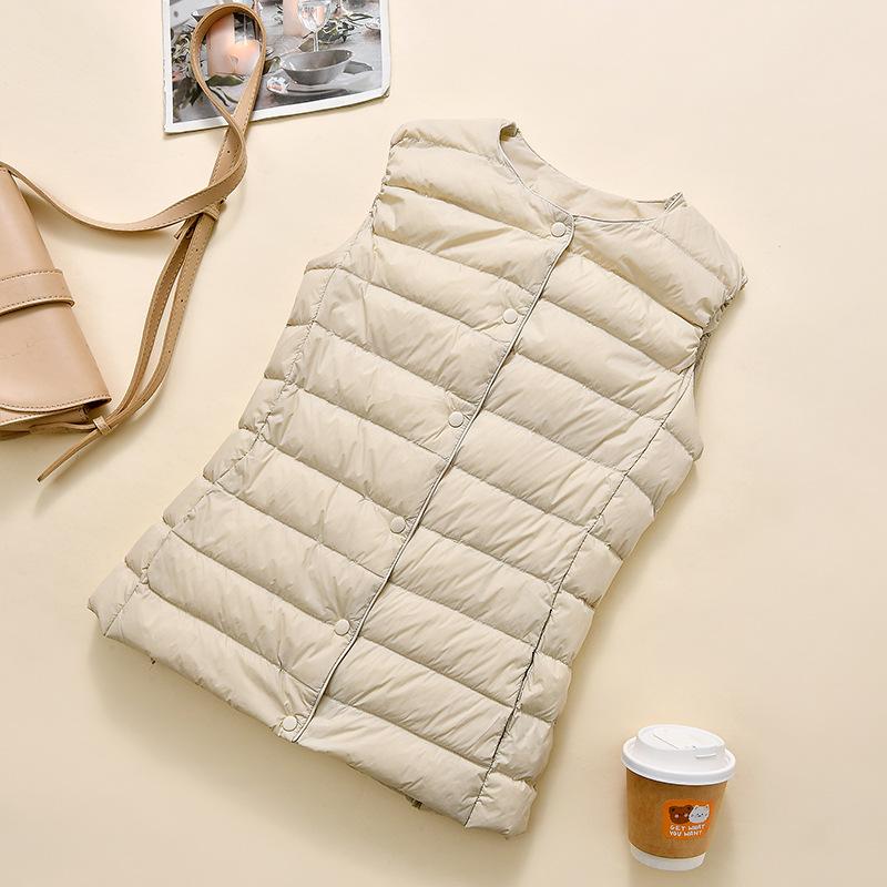Ультралегкий женский жилет-пуховик, однобортный, без рукавов, женский жилет на утином пуху, теплая куртка с пуховой подкладкой
