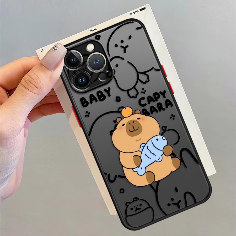 Милый чехол-капибара для iPhone 17 Pro Max 11 XS XR 13 Mini 7 8 SE 15 14 Air 16 Plus 12 Funda Задняя крышка телефона