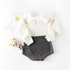 Trendy Spring & Autumn Baby Girl Knitted Wool Doll Collar Jumpsuit