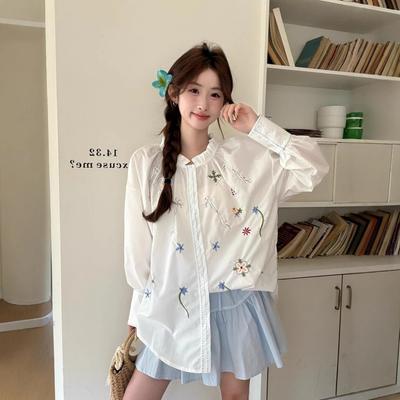 Французская белая рубашка с вышивкой и кружевом в праздничном стиле, женская, весна-лето, новый дизайн, шикарный топ