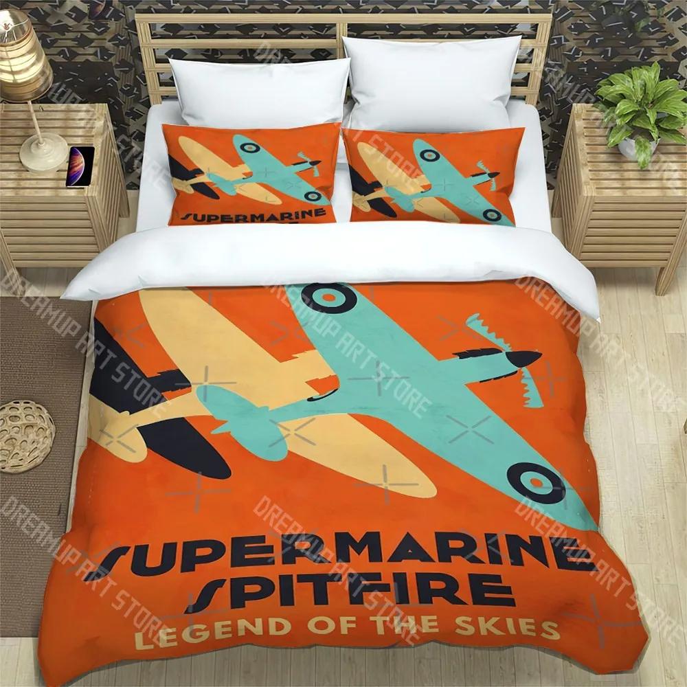 S-Spitfire Модный Трендовый Принт Трехкомпонентный Комплект Постельного Белья Подходит для Детей или Взрослых Пододеяльник Наволочка Комплект Постельного Белья Подарок на День Рождения