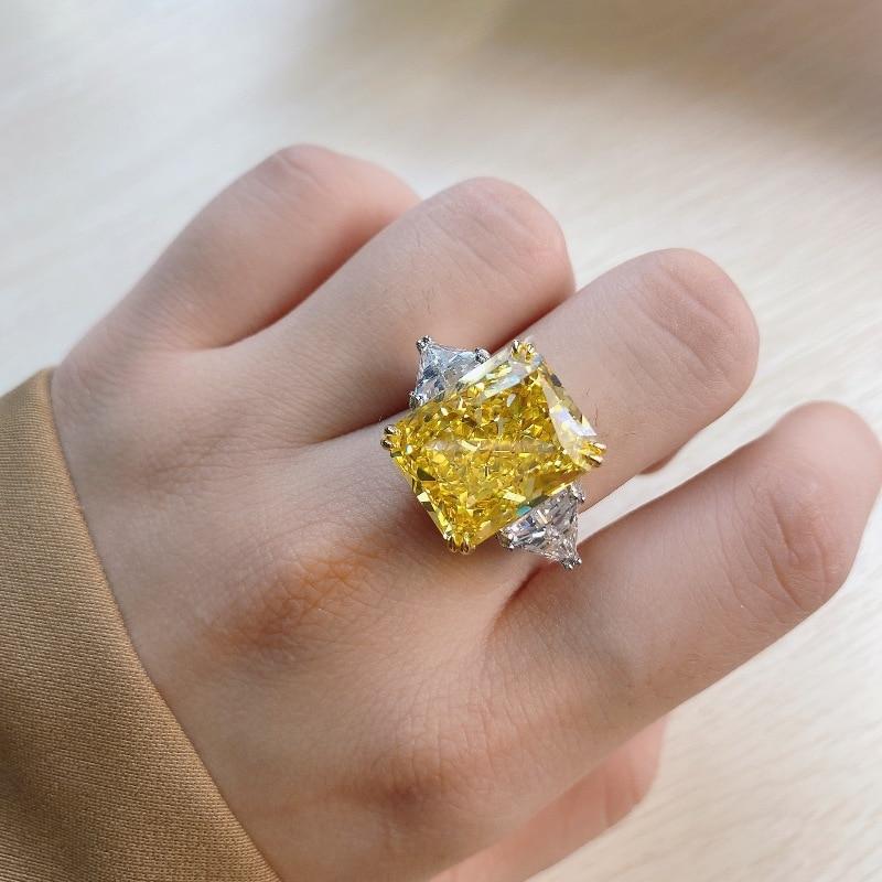 100 %S925 Sterling Silver 13 *16 Topaz High Carbon Diamond Bridal Luxury Rings For Women Party Fine Jewelry Gift