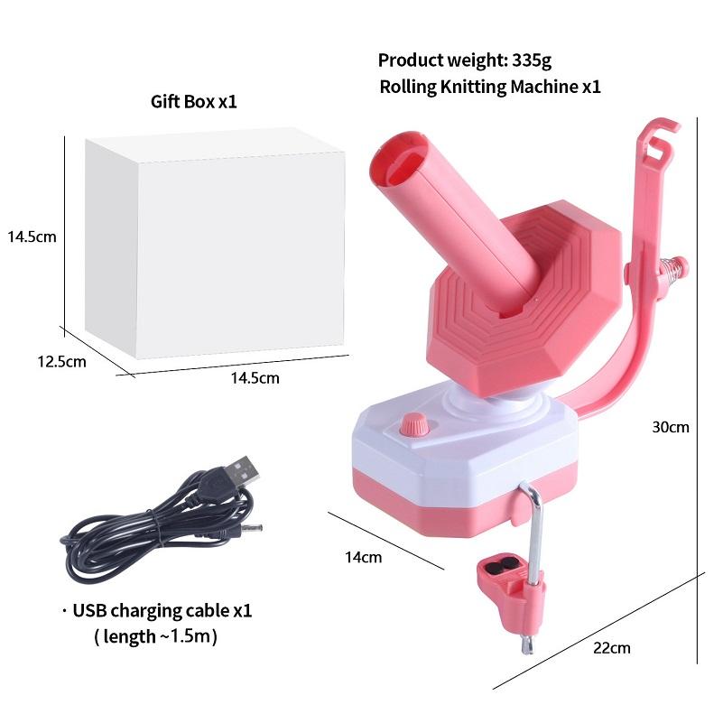 Моталка для пряжи Моталка для пряжи для вязания крючком USB-подключение Автоматическая прядильная машина Нескользящая основа Ролик для прядения шерсти для любителя вязания