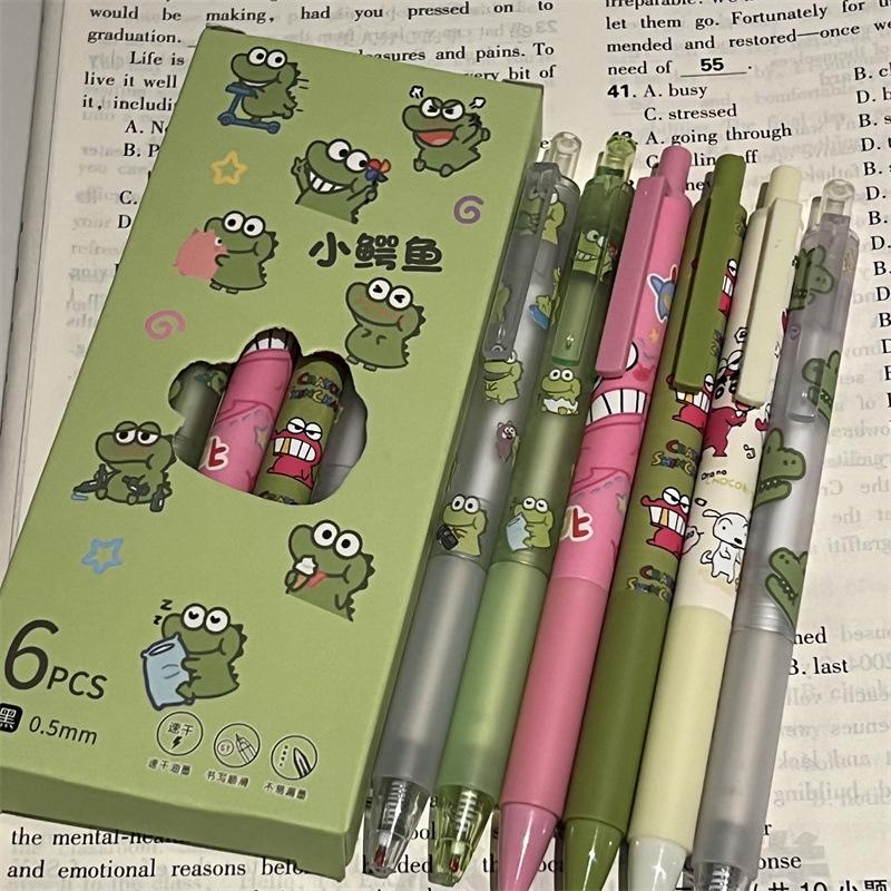 6 шт. Мультяшные милые гелевые ручки Crayon Shin-Chan, креативные для письма, гладкие, быстросохнущие, кавайные канцелярские товары, школьные принадлежности, подарки